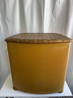 Vintage metal mid century hamper Harvest Gold
